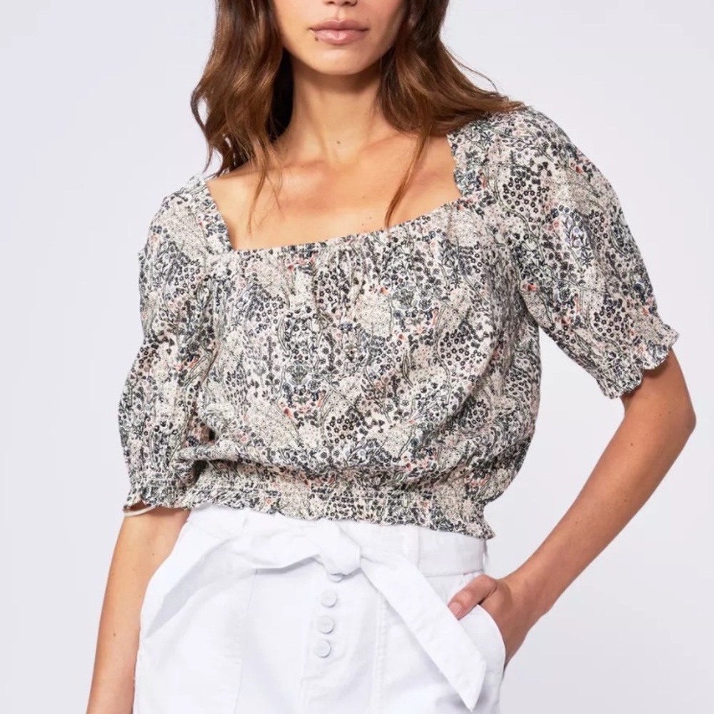 Elise Floral Puff-Sleeve Top